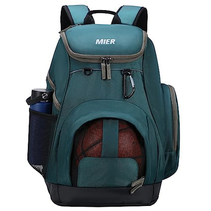 MIER Gym Backpack 40L Basketball Backpack with Ball Compartment & Shoes Storage Multi-Functional Sports Soccer Bag Large Equipment Back Pack Volleyball Backpacks for Men Women - color: Dark Green