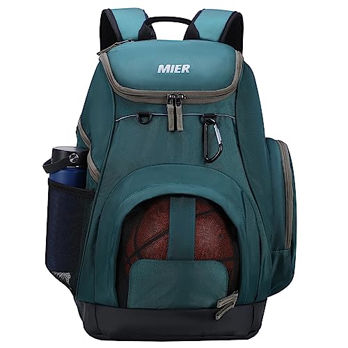 MIER Gym Backpack 40L Basketball Backpack with Ball Compartment & Shoes Storage Multi-Functional Sports Soccer Bag Large Equipment Back Pack Volleyball Backpacks for Men Women - color: Dark Green