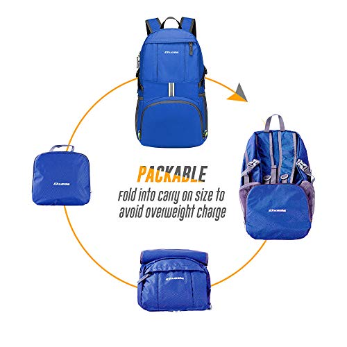 35L Lightweight Packable Backpack Waterproof Durable Hiking Travel Backpack Daypack - color: Blue
