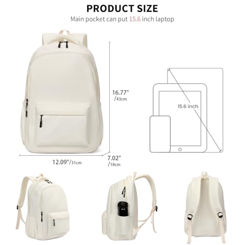 GAEKEAO Everyday Backpack for Women Men, Lightweight Casual Bookbag Travel Backpack for Work College Commute Beige - color: C02 Beige