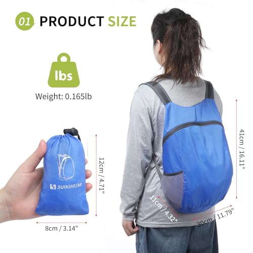 20L Ultra Hiking-Daypack Lightweight Foldable Travel Packable Backpack for Camping Cycling Outdoor,Sapphire - color: Sapphire