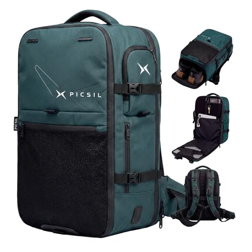 PICSIL Horizon Travel Backpack – Expandable 26L-33L Carry-On with Waterproof Laptop Compartment for 15 & 15.6'', Shoe Storage, and Personal Item Bag - Moss - color: Moss