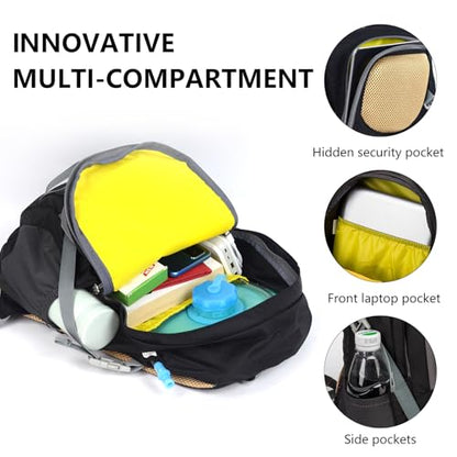 Hiking Backpack for Men Women,20L Lightweight Waterproof Travel Camping Backpack Hiking Daypack for Cycling Running(With Rain-cover) - color: Black