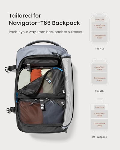 tomtoc 3 Set Packing Cubes for Travel Essentials, Odor-Resistant Compression Expandable Packing Cubes, Lightweight Travel Bag Pouch, Luggage Organizers Accessories for Backpack & Suitcase - size: Packing Cubes 3 Pack