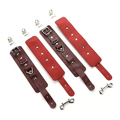 2026 Upgraded Heavy Duty Expandable Spreader Bar – Adjustable PU Straps for Pilates, Yoga - style: Black+Red