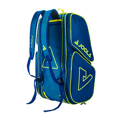 JOOLA Tour Elite Pickleball Bag – Backpack & Duffle Bag for Paddles & Pickleball Accessories – Thermal Insulated Pockets Hold 4+ Paddles - Includes Fence Hook - color: Navy/Yellow