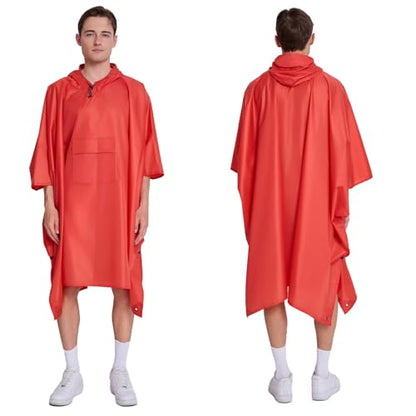 Hooded Waterproof Raincoat, Unisex Outdoor Hiking Camping Mat and Small Tent - color: Red