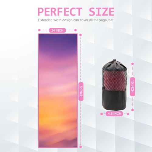 Eunzel Hot Yoga Towel, Non Slip Yoga Mat Towel Sweat Absorbent Printed Yoga Towel with Grip Dots for Hot Yoga, Pilates and Workout 72"x 24", Velvet Dusk - color: Velvet Dusk