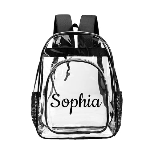 Personalized Kids Clear Backpack for Boys & Girls, Custom Clear Backpack for School With Name, Perfect for School, Safety and Sporting Events - color: H-clear Backpack