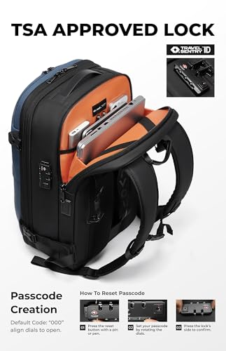 AirVault Vacuum Seal Travel Backpack 60L with Expandable HyperSeal Air Compression Vacuum System Water Resistant TSA Lock (Vacuum Pump Included, Blue, 60L) - color: Blue