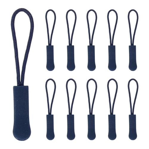 PATIKIL 2.6 Inch Zipper Pulls Replacement, 100 Pcs Nylon Cord Extension Zipper Pull Tab Tags for Handbag Backpacks Jackets Luggage Purses, Navy Blue - color: Navy Blue