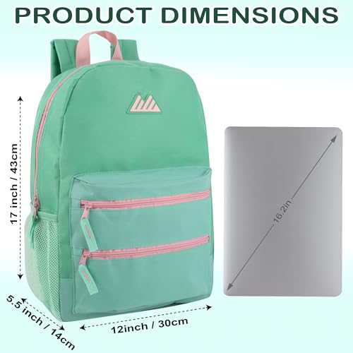 Summit Ridge Colorful Big Backpack for School Kids, Multi Pocket Backpack for Elementary, Middle School Girls, Boys with Padded Straps (Aquamarine/Mint) - color: Aquamarine/Mint