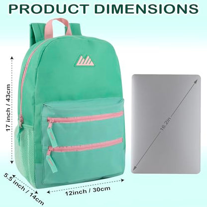 Summit Ridge Colorful Big Backpack for School Kids, Multi Pocket Backpack for Elementary, Middle School Girls, Boys with Padded Straps (Aquamarine/Mint) - color: Aquamarine/Mint