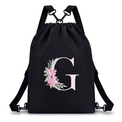 A-Z BAG Initial Drawstring Backpack Gifts for Girls Kids, Waterproof