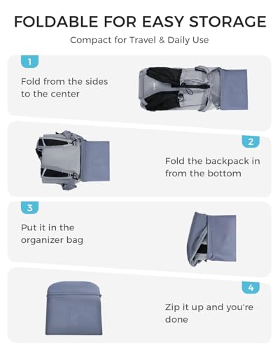 ECOHUB 15L Ultra-Lightweight Packable Backpack, Casual Daypack for Daily Use, Small Hiking & Travel, Foldable Backpack, Water-Resistant Nylon, Reflective Design - color: Grey