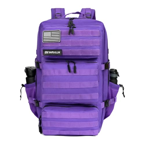 Military Tactical Backpack 55L for Men & Women Bug Out Bag Assault pack Molle Daypack Hiking Trekking Rucksack (Purple) - color: Purple