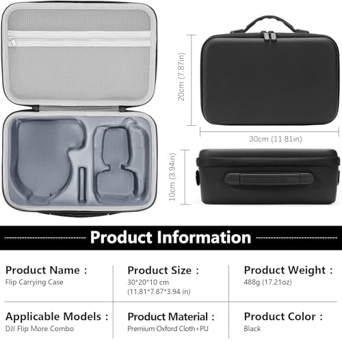 FPVtosky Carrying Case for DJI Flip (Only for RC-N3), PU Leather Travel Storage Flip Bag with Shoulder Strap, Fits RC-N3 Controller Drone Aceessories[CASE ONLY]