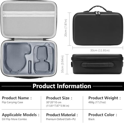 FPVtosky Carrying Case for DJI Flip (Only for RC-N3), PU Leather Travel Storage Flip Bag with Shoulder Strap, Fits RC-N3 Controller Drone Aceessories[CASE ONLY]