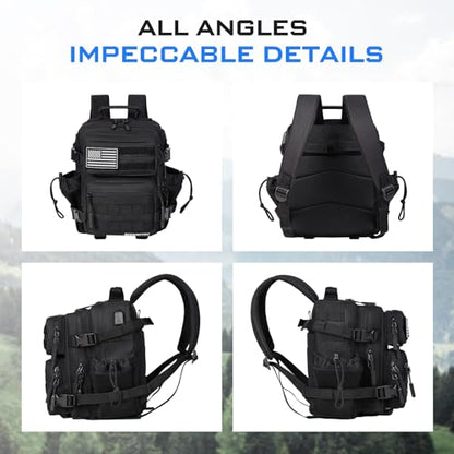 Boomistry 15L Mini Tactical Backpack Small Tactical Backpack for Men and Women, Military Backpack for Gym, Hiking, Daily (Black-15L) - color: Black-15l