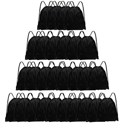 Grneric Black Drawstring Bags 28 PCS Drawstring Backpack Bulk String Backpack Cinch Bag Sackpack for Men Women Gym (Black) - color: Black