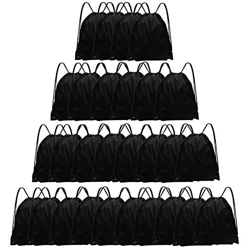 Grneric Black Drawstring Bags 28 PCS Drawstring Backpack Bulk String Backpack Cinch Bag Sackpack for Men Women Gym (Black) - color: Black