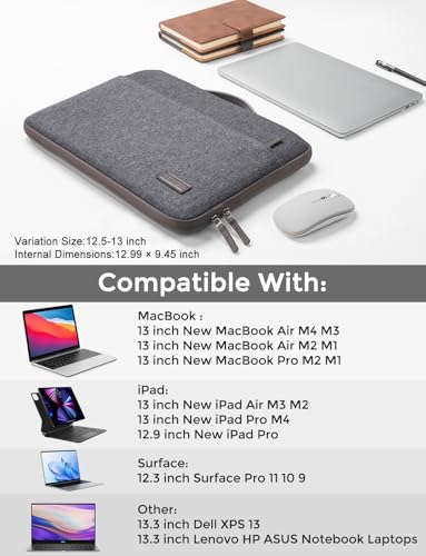DOMISO Laptop Case Sleeve Protective Cover Compatible with MacBook Air 13 M4 M3 M2,MacBook Pro M2 M1,iPad Air/Pro,13 inch Dell,Lenovo, HP,Asus,Waterproof Computer Cases Bag with Handle,Dark Grey - color: Dark Grey, size: 13" for mac book