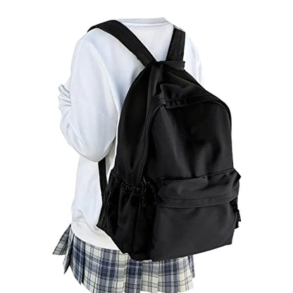 Classic Basic Black Backpack For Women,Waterproof High School Bookbag,Lightweight Casual Travel Daypack,College Backpack Men,Middle School Bag For Girls Boys - color: A1-black