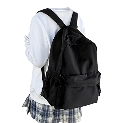 Classic Basic Black Backpack For Women,Waterproof High School Bookbag,Lightweight Casual Travel Daypack,College Backpack Men,Middle School Bag For Girls Boys - color: A1-black
