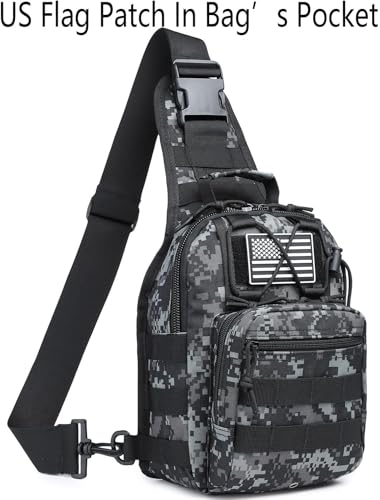 Tactical Sling Backpack Military Crossbody Bag Pack for Mens One Shoulder Holster Sling Bag 10L - color: Small Digital Black