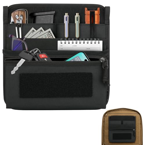 Tactical Bag Organizer Insert Pouch Modular Backpack Insert Panel Multi Pocket Admin Organizer EDC Tool Pouch, Hook and Loop Attachment for Backpack, Tactical Vest & Bag