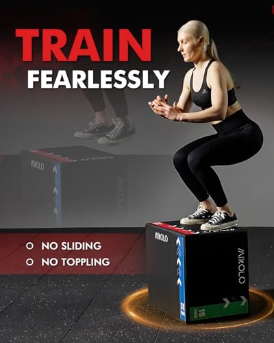 Mikolo 3-in-1 Foam Plyometric Box – Soft Jump Box with Solid Wood Core, High-Density Foam and Non-Slip Cover – No Assembly Required for Home Gym Workout - style: 24" x 20" x 16"