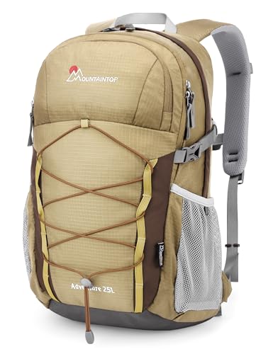 MOUNTAINTOP 25L Hiking Backpack,Lightweight Travel Backpack for Men Women Outdoor Backpacking, Camping - color: Brown&kakhi, size: 25L