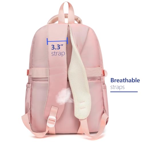 Cute Backpack for Teen Girls Boys, Aesthetic Travel Bookbag for High Middle School College Student (Pink) - color: Pink