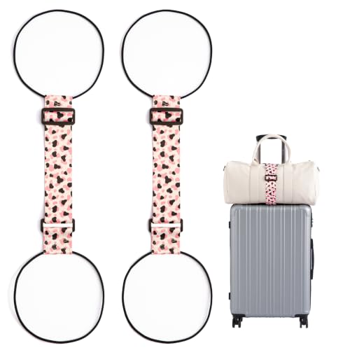 2 Pack Luggage Connector Straps for Suitcases 25 Colors, Adjustable Elastic Travel Bag Strap with Dual Stability Design, Add-a-Bag Hands-Free Luggage Belt, Fits Most Carry-On & Checked Luggage - color: Dark spots