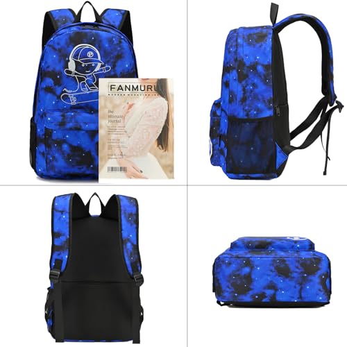 Kids Backpack School Backpack for Boys, Elementary Primary Middle School Bags With Lunch Bag & Pencil Case, Lightweight Laptop Backpack College Bookbag Travel Dayback, Blue - style: Skateboard-blue1