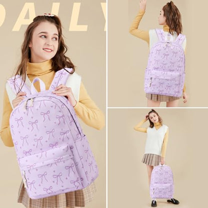 LOIDOU Girls Backpack for Kids Cute School Bookbag - color: Purple-1, size: L-17"