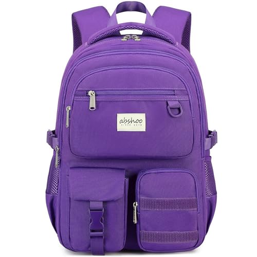 abshoo Large Heavy Duty Backpack For School College Bookbag Casual Multi Pocket Travel Backpacks - color: Dark Purple