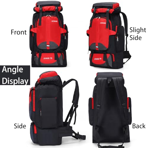 Lawaia 70L Hiking Backpack Rucking Camping Lightweight Backpacking Outdoor Travel Bag Trekking Back Pack Large Capacity Backpacks Climbing Trail Backpack for Men Women- Black - color: Black