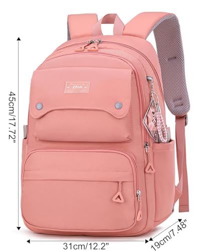JiaYou Teen Girls Casual Backpack High Middle School Daypack Women Daily Travel Laptop Bag (1# Pink, 26 Liters) - color: 1# Pink