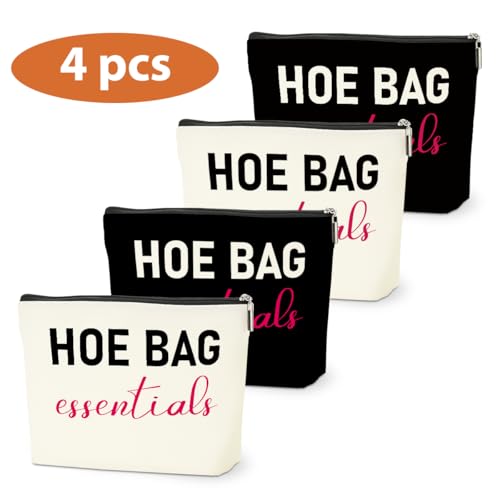 4 PCS Funny Gifts for Women Makeup Bag, Birthday Fun Hostess Gift for Women Girls Friends Cosmetic Bags Gag Gifts Girls Weekend Overnight Makeup Funny Travel Pouch, Black White - color: Multicolor 0093