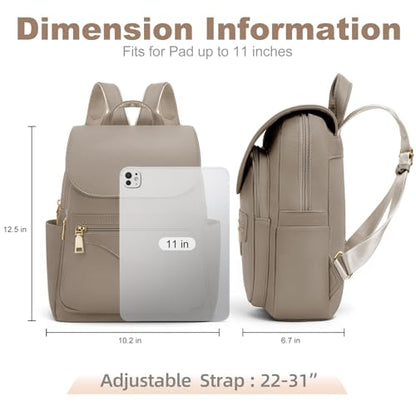 SYTRAH Mini Backpack Purse for Women, Causal Small Backpack with Built-in RFID Wallet & 11" Tablet Sleeve, Stylish Travel Daypack for Daily Khaki - color: Khaki