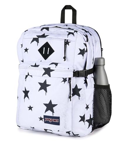 JanSport Main Campus Backpack - Travel or Work Backpack with 15-Inch Laptop Sleeve and Dual Water Bottle Pockets, Sprayed Stars Black - color: Sprayed Stars Black
