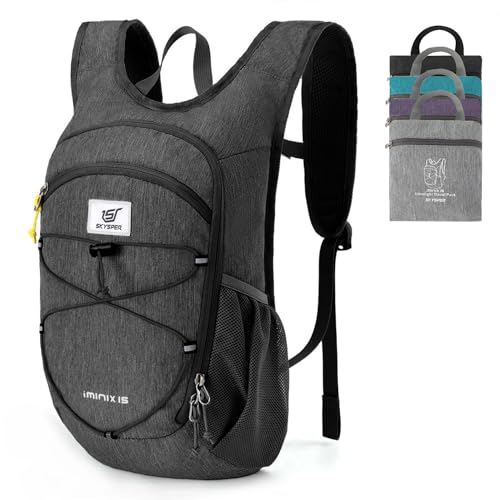 SKYSPER 15L/20L Foldable Hiking Backpack Lightweight Packable Travel Daypack with Chest Strap Small Folding Pack for Walking - color: Black, size: 15l