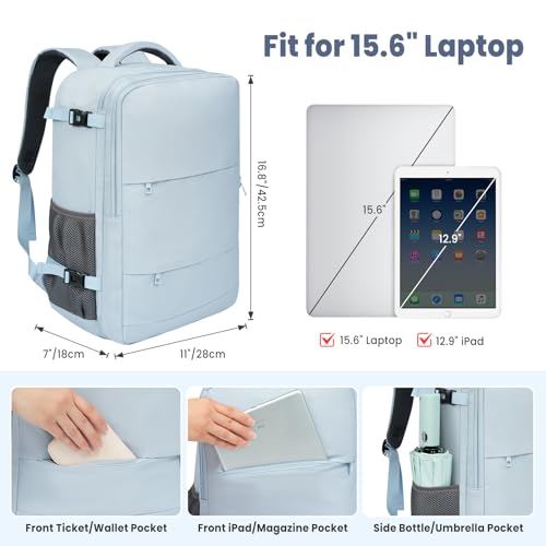 BAGAIL Travel Laptop Backpack, Carry on with USB Port, Luggage Bag for Holiday-Light Blue - color: Light Blue