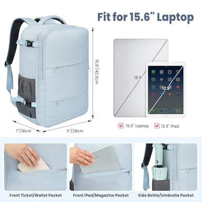 BAGAIL Travel Laptop Backpack, Carry on with USB Port, Luggage Bag for Holiday-Light Blue - color: Light Blue