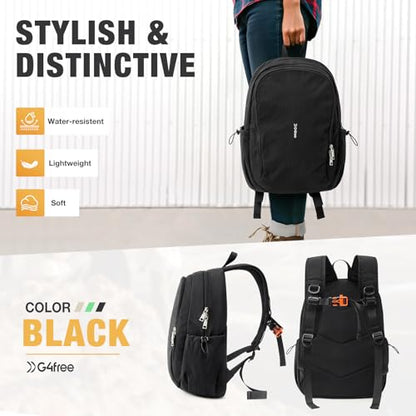 G4Free 15L Hiking Backpack, Lightweight Water Resistant Daypack for Travel School College Students Women Men (Black) - color: Black
