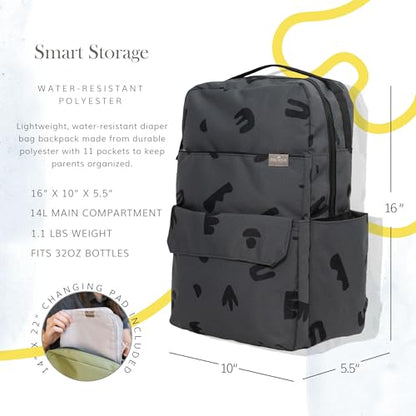 RED ROVR Roo Lightweight 1 LB Diaper Bag Backpack | 11 organizational pockets| Durable & Water-Resistant (Charcoal Doodle) - color: Charcoal Doodle