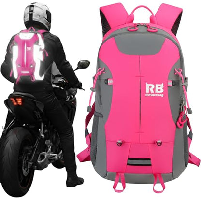 riderbag Reflective Motorcycle Backpack, Hi Viz Commuter Riding Bag | Designed by Riders for Everyday Rides with Laptop Compartment and Helmet Net. Built to Help You Be Seen. - color: Pink