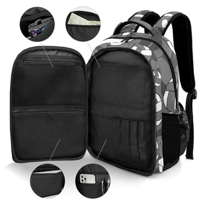 Grey Volleyball Pattern Backpack Laptop Bag Bookbags Personalized Travel Daypack Bag for Man Woman Gifts - color: Grey Volleyball Pattern