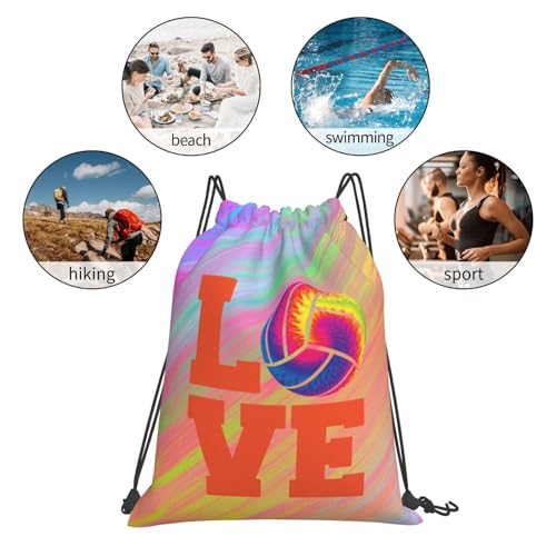 Love Volleyball Unisex Drawstring Backpack Bag Sport Gym Travel Swim Sackpack - color: Love Volleyball3